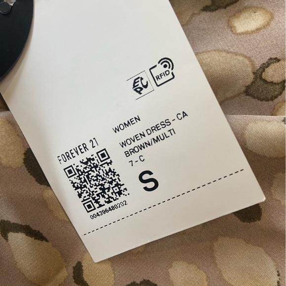 NWT Forever 21 Silky Satin Cowl Tan Brown Pattern Asymmetrical Hem Formal Dress - Picture 10 of 13